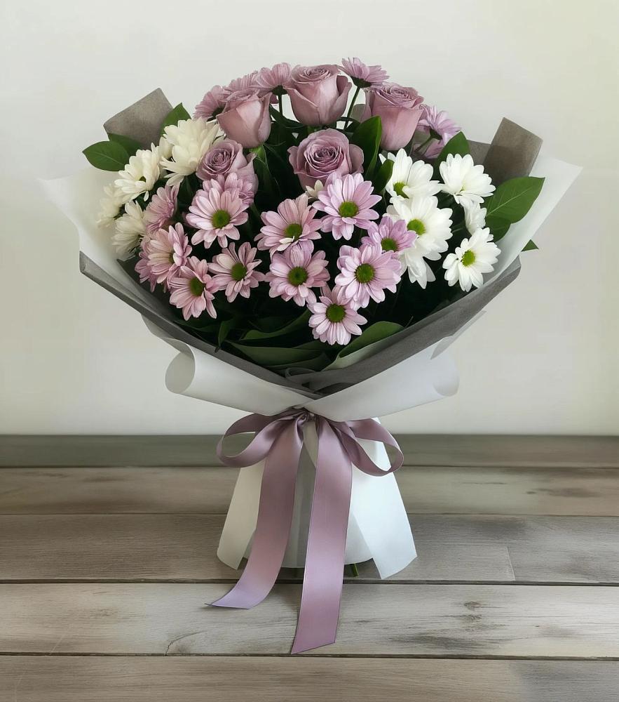 Букет цветов из: Хризантемы и Розы в Головково