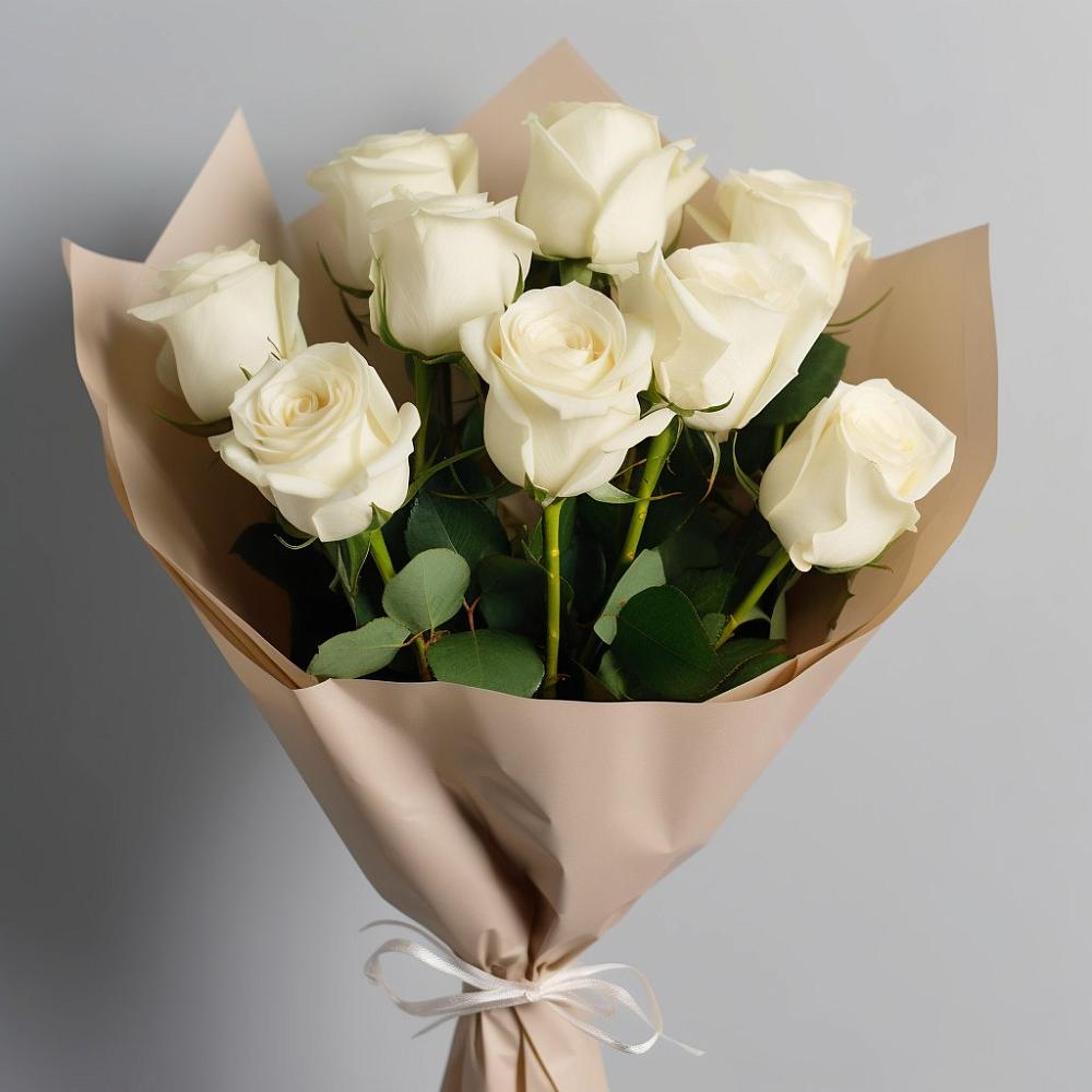 Букет 9 Белых роз Эдлесс Лав в Головково