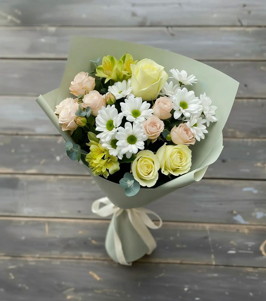 Букет цветов из: Альстромерии, Розы и Хризантемы в Головково