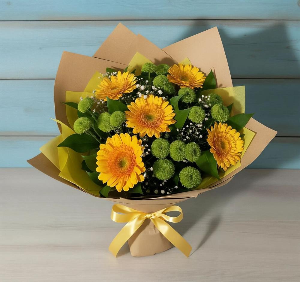 Букет цветов из: Герберы и Хризантемы в Головково