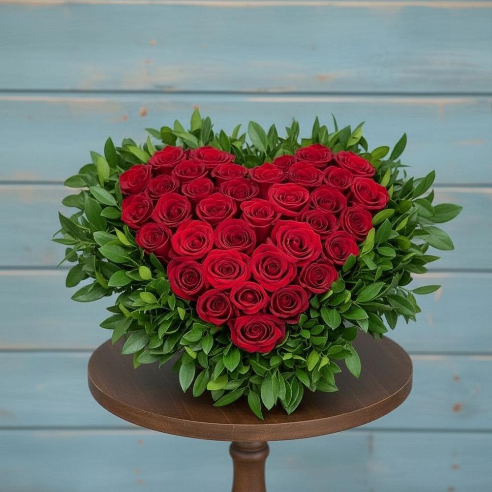 Цветочная композиция из Розы в виде сердца в Головково