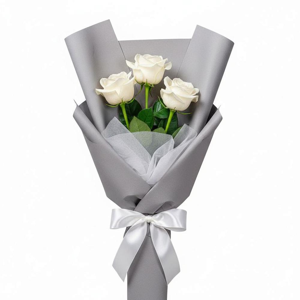 Букет 3 белые розы в Головково