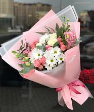 Букет цветов из:  Розы, Лизиантусы и Хризантемы в Головково