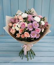 Букет цветов из:  Хризантемы, Розы и Альстромерии в Головково