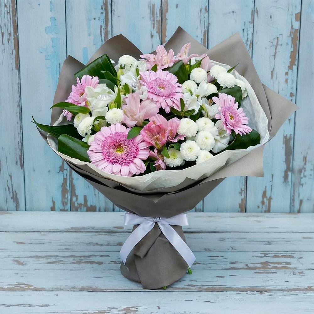 Букет цветов из: Герберы, Альстромерии и Хризантемы в Головково