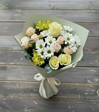 Букет цветов из:  Альстромерии, Розы и Хризантемы в Головково